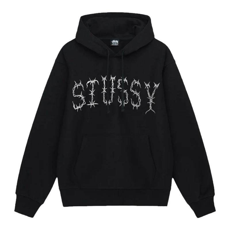 Stussy 23SS BARB HOODIE 荆棘LOGO刺绣连帽宽松卫衣cleanfit