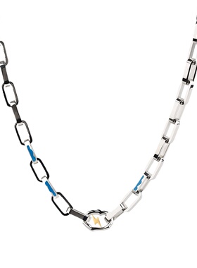 不掉色方形扣闪电古巴项链