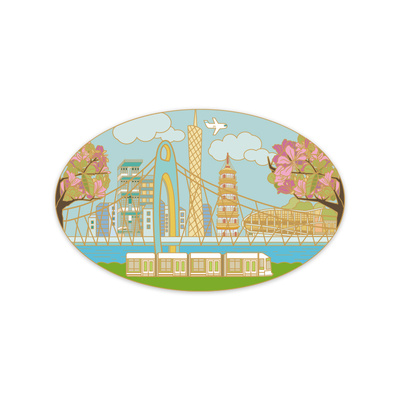 1200金属冰箱贴磁贴个性创意文创广州冰箱贴珠江岸滑动磁吸冰箱贴