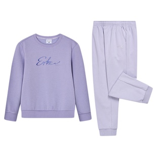 鸿星尔克童装女童加绒套装秋冬儿童卫衣卫裤运动服两件套上衣长裤