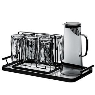 高级感扭扭玻璃水杯套装家用客厅待客轻奢高颜值泡茶具喝果汁杯子