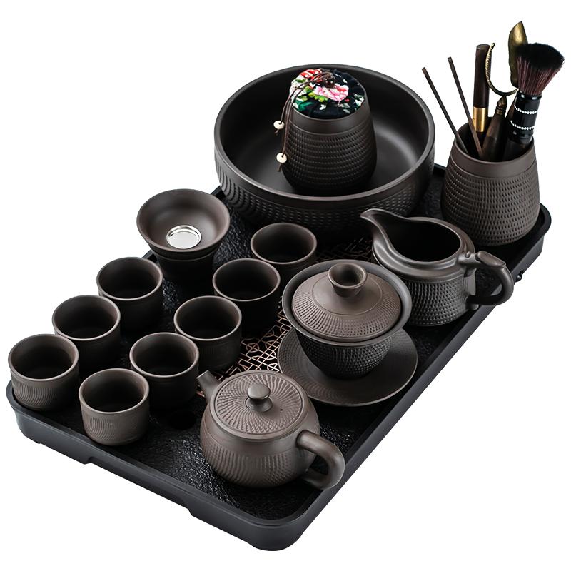 紫砂跳刀自动茶具旋转出水懒人功功夫茶具