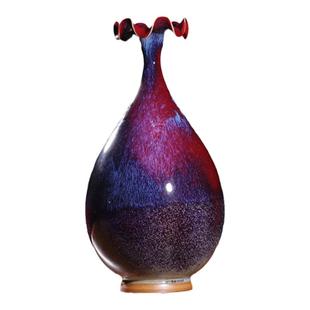 孔家钧窑【荷口玉壶春45cm】钧瓷原矿石釉手拉坯神垕钧窑花瓶摆件