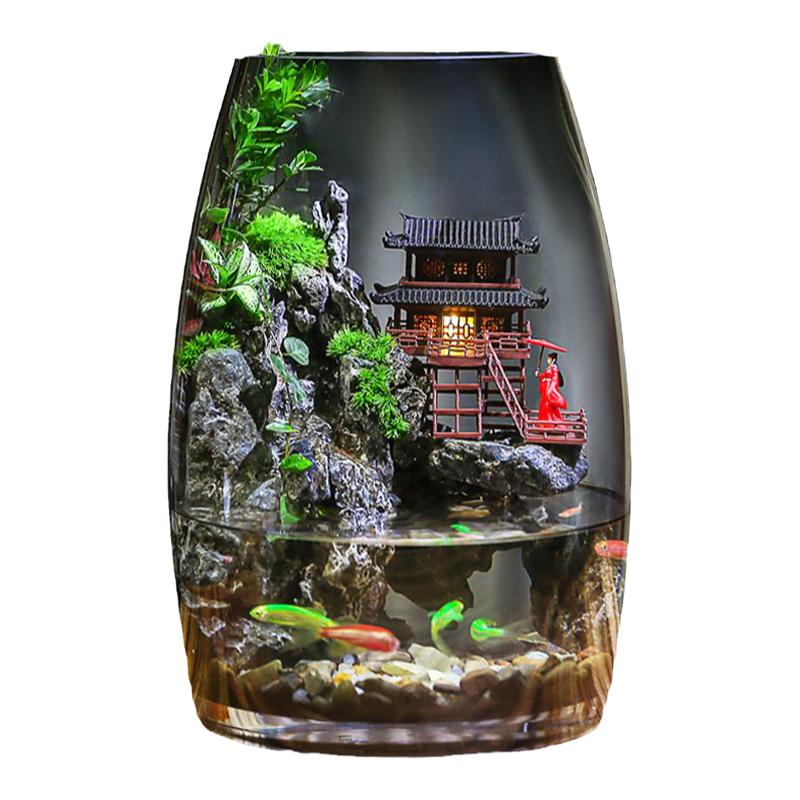 【一生所爱】流水养鱼缸植物造景苔藓微景观生态瓶办公室室内送礼