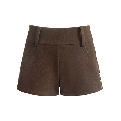 UNIFREEPLUS大码棕色毛呢短裤