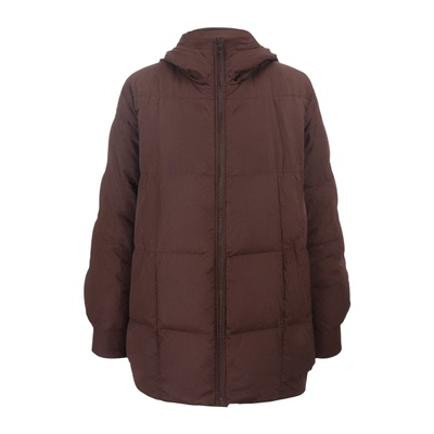 95白鹅绒连帽短款加厚羽绒服冬外套保暖时尚板栗鹅绒服23407