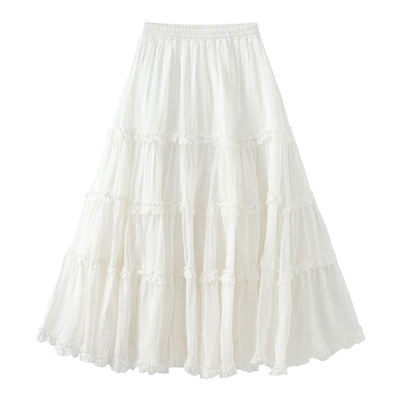 CUBIC高腰木耳边蓬蓬蛋糕半裙