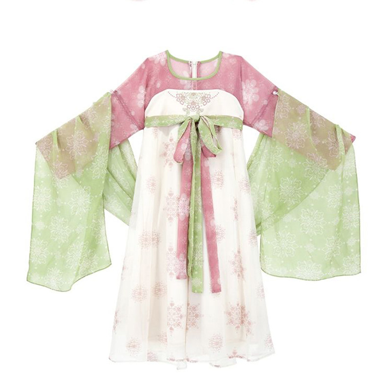 原创汉服汉元素女童春夏薄款儿童连衣裙套装唐制小女孩超仙舞蹈服