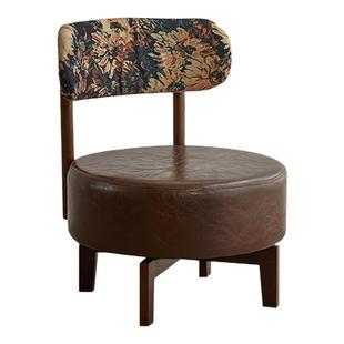 实木旋转凳子客厅靠背矮凳家用入户门口软包换鞋凳现代简约沙发凳