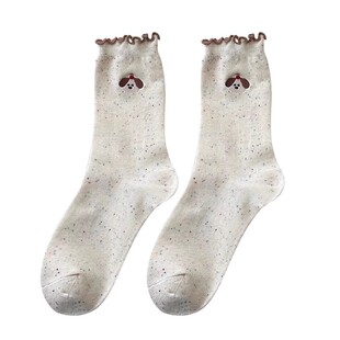 可爱花边堆堆袜子女款夏季保暖中筒袜春夏卡通无骨长袜防臭抗起球