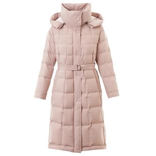 【匈牙利90白鹅绒】LANCY/朗姿2024冬新款高克重长款连帽羽绒服女