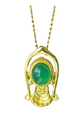 古法鎏金镶天然冰种帝王绿玉髓宝宝佛吊坠玛瑙项链配证书礼盒链子