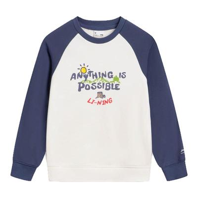 李宁童宽松男女同款套头无帽卫衣