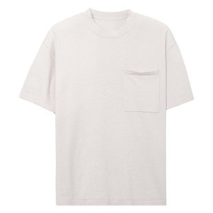 KUYIOU夏/14针横机工艺针织衫 慵懒色系纯棉口袋圆领短袖T恤男