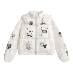 UNIFREE白色俏皮羽绒服女冬季新款挺括小个子穿搭宽松不臃肿外套