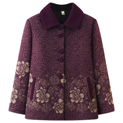 奶奶秋冬装外套中老年人冬季女妈妈加绒加厚上衣老人太太保暖衣服