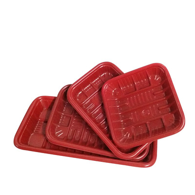 一次性生鲜水果长方形红黑打包盒