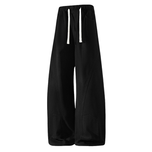 男士黑色倒装牛仔裤男潮牌男裤春季2026新款拖地裤美式裤子弯刀裤