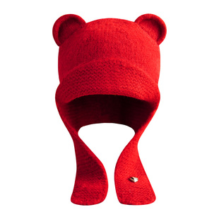 素单舍西小熊耳朵针织帽线帽女秋冬保暖套头可爱显脸小羊毛雷锋帽