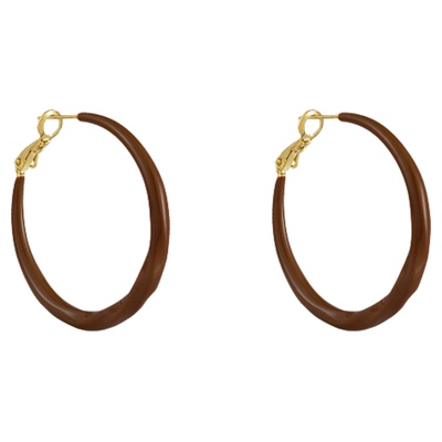 美拉德咖色圈圈耳环精致气质耳饰