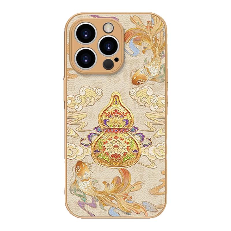 锦鲤祥云葫芦适用苹果16promax手机壳新品高级感iPhone17pro网红爆款手机壳15/14/13好看的外壳防摔保护套女
