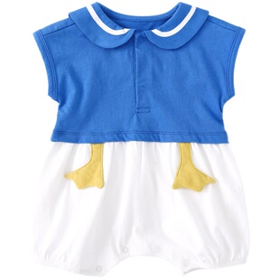 博睿恩 婴幼儿连体衣春夏款男女宝宝短袖唐老鸭卡通造型可爱爬服