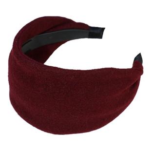 羊毛高品~超宽发箍头箍女复古气质温暖发卡酒红色显白新年发饰