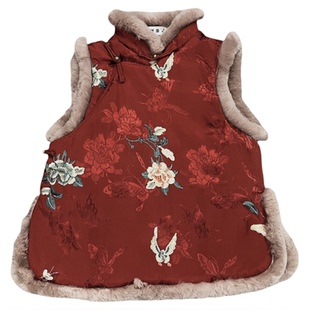 马甲亲子儿童旗袍新年服冬季中国风女童新中式唐装拜年服汉服宝宝