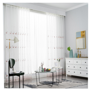 简易安装免打孔魔术贴小清新卧室客厅阳台窗纱飘窗隔断门帘白纱帘