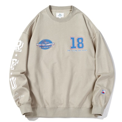 公鸡冠军浮石色圆领重磅卫衣