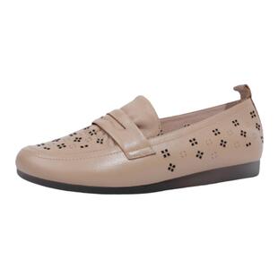 金利来乐福单鞋女春夏款时尚圆头镂空雕花软绵软底百搭平底妈妈鞋