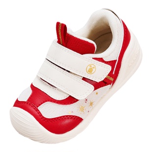 巴布豆宝宝学步鞋红色儿童童鞋春季新款软底透气女童婴幼儿鞋子