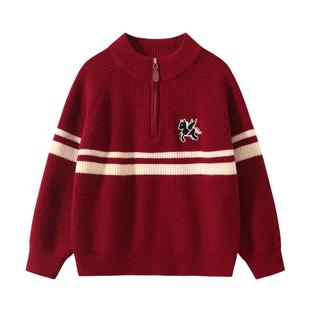 【年服系列】植木童装儿童毛衣2026秋冬新款中大童高领针织衫男童