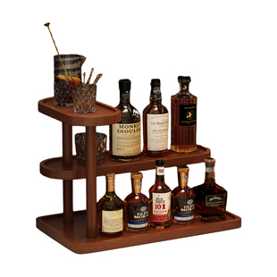 实木酒架置物架小型桌面酒吧台酒柜摆酒架酒瓶收纳酒杯放置陈列架