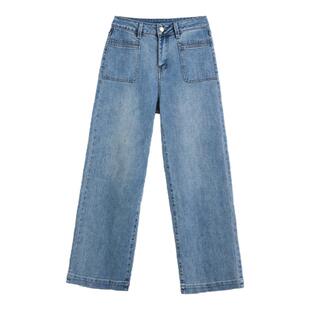 IVYKKI艾维2025年春季新款时尚百搭牛仔裤女宽松显瘦阔腿直筒裤子