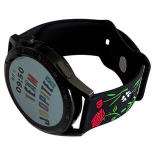 壳里斯GT5表带雕刻玫瑰花硅胶双色GT6适用Fit3华为watch4pro手表GT3荣耀2红米5新款S4小米8手环9ro苹果iwatch