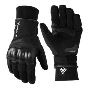 摩托车骑行手套加绒款碳纤维复古风机车男防摔冬季防水保暖可触屏