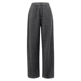 加绒棕色裤子女秋冬高腰直筒镰刀萝卜加厚羊毛宽松毛呢阔腿香蕉裤