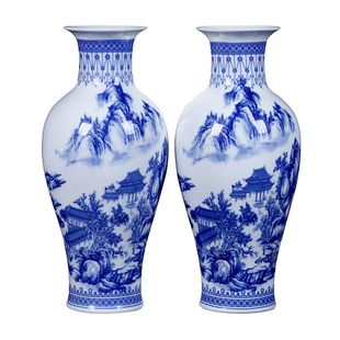 景德镇陶瓷插花瓶仿古青花瓷花瓶现代中式家居客厅装饰工艺品摆件
