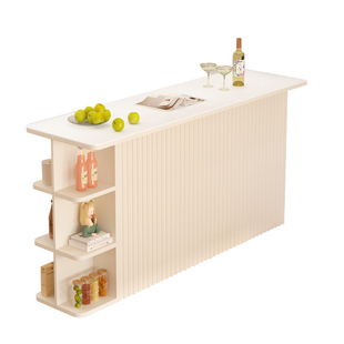 奶油风岩板隔断柜吧台桌一体客厅家用简约门厅矮柜边柜定制G297