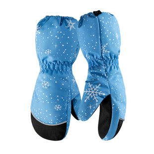 儿童手套冬季冬天保暖滑雪男孩女防风五指骑行户外骑车玩雪加绒白