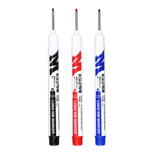 晨光长头记号笔油性木工专用划线笔工地瓷砖画线笔长嘴黑色笔嘴深孔划线细加长打孔防水防油速深孔计号脱帽