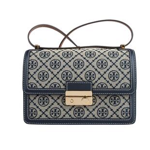【自营】Tory Burch/汤丽柏琦提花拼皮革斜挎单肩包 女款斜挎包