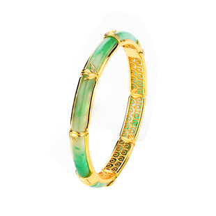 「南宫」S925银镯子天然非洲翠冰飘花绿手镯开口镯银子新中式古风