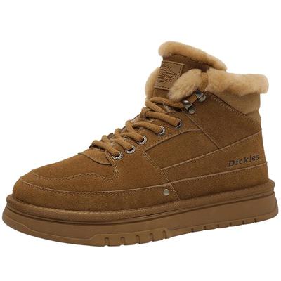 Dickies雪地靴男冬季皮毛一体男鞋加绒东北防寒棉靴男士棉鞋男款