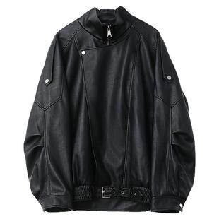 CV大码女装2026春秋季新款重工复古立领机车皮衣外套PU夹克上衣女