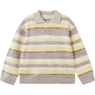 英氏儿童毛衣POLO领套头衫男童长袖保暖秋冬春季中大童针织打底衫