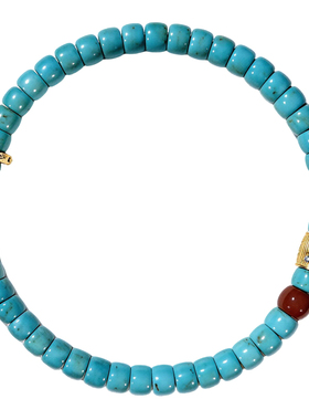 原矿绿松石南红手串天然老型珠算盘珠无优化高端文玩手链普琳丝女