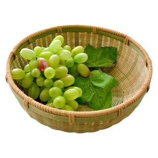 竹编水果篮藤口边竹青丝篮 手工编收纳篮环保果盘 小号家用沥水篮