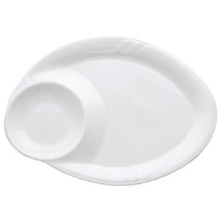 吃饺子盘子带醋碟网红高档饭店餐具陶瓷碟专用寿司凉菜水饺盘虾盘